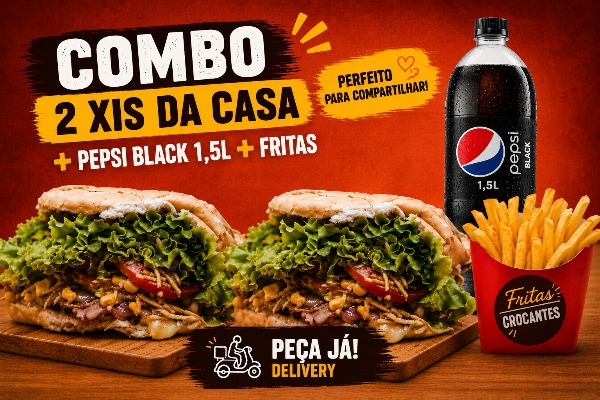 Combo 2 Xis da Casa + Pepsi Black 1,5L
